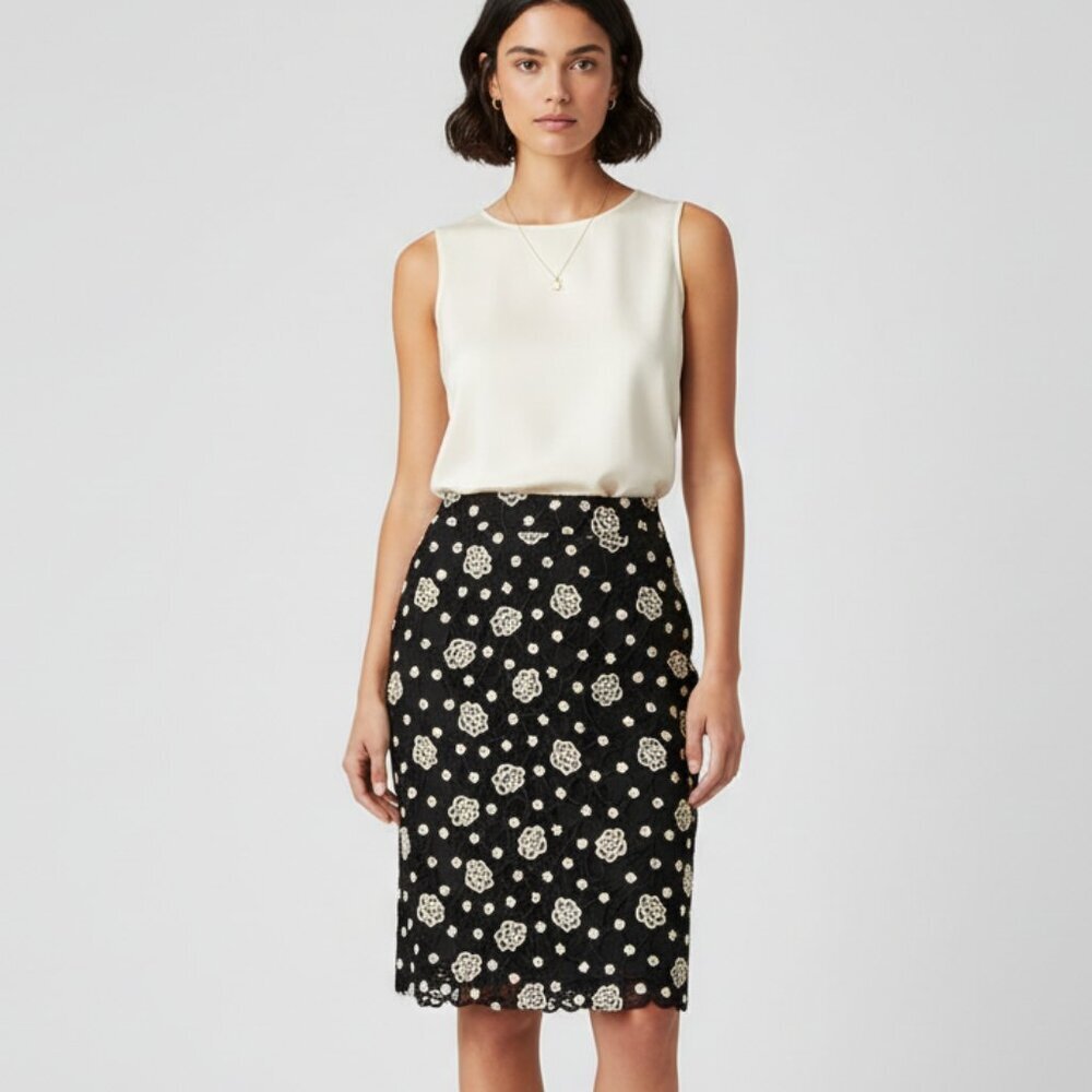 Mercer & Madison Floral Crochet Knit Skirt
